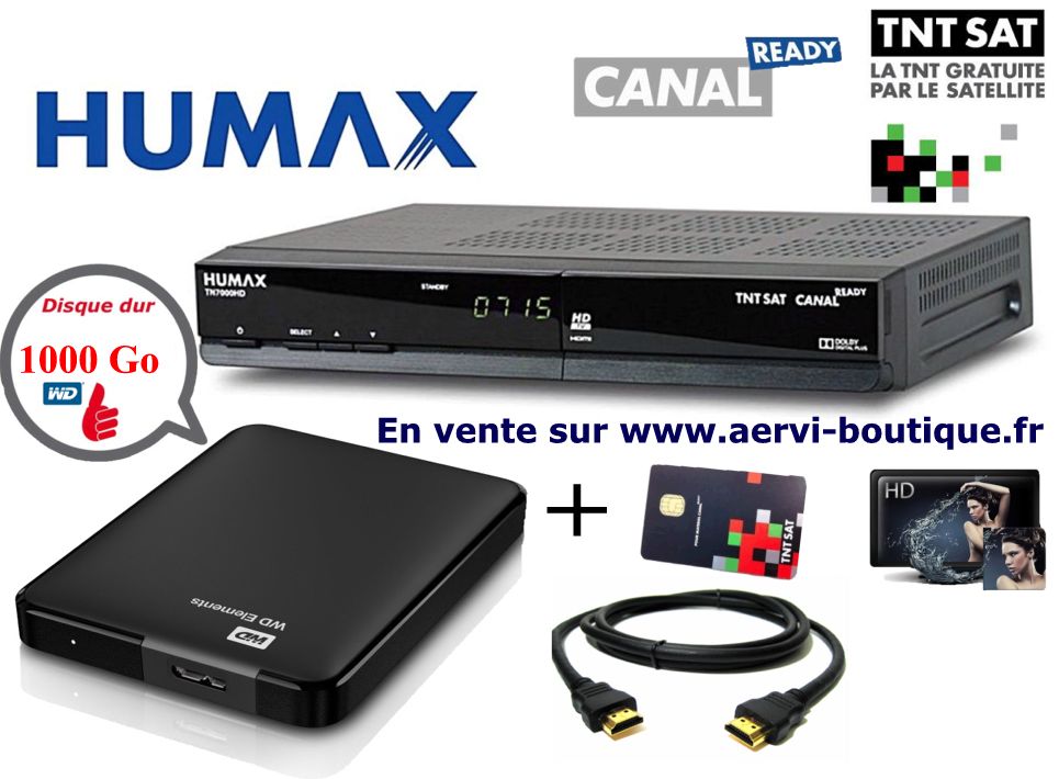 Pack Humax TN7000 HD avec disque dur externe 1 téra Humax TN7000 + HDD 1000 Go